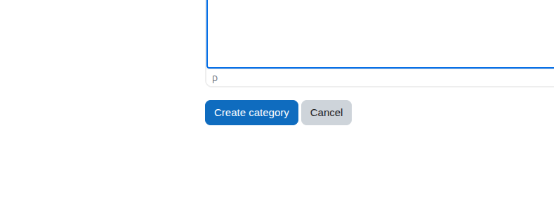 A partially visible text input box with "Create category" and "Cancel" buttons below it